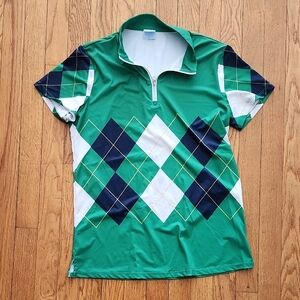 AceGolfs Green Argyle 1/4 Zip Golf Shirt Women's Size Small